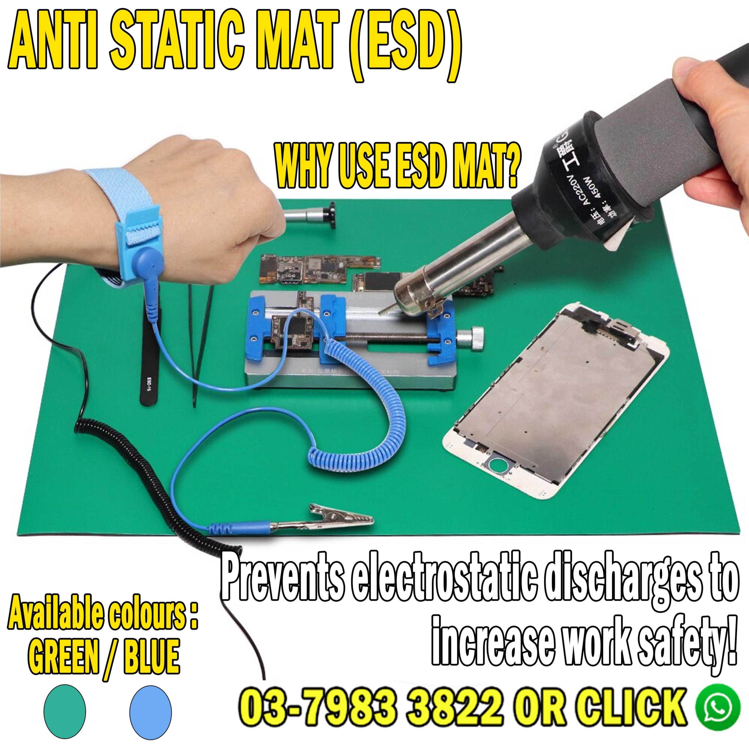 1 Green Anti-Static (ESD) Rubber Mat