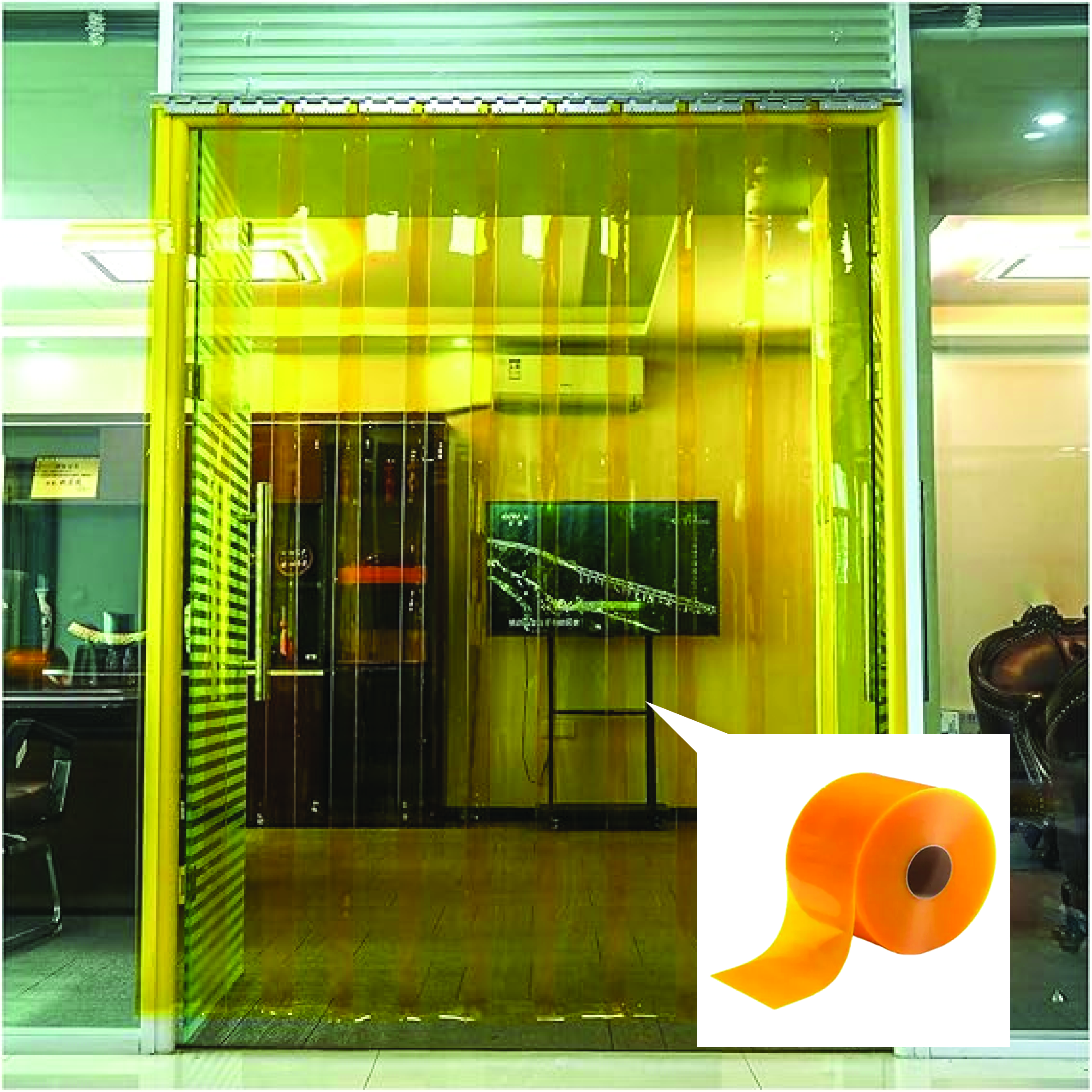 PVC Curtain Yellow Strip