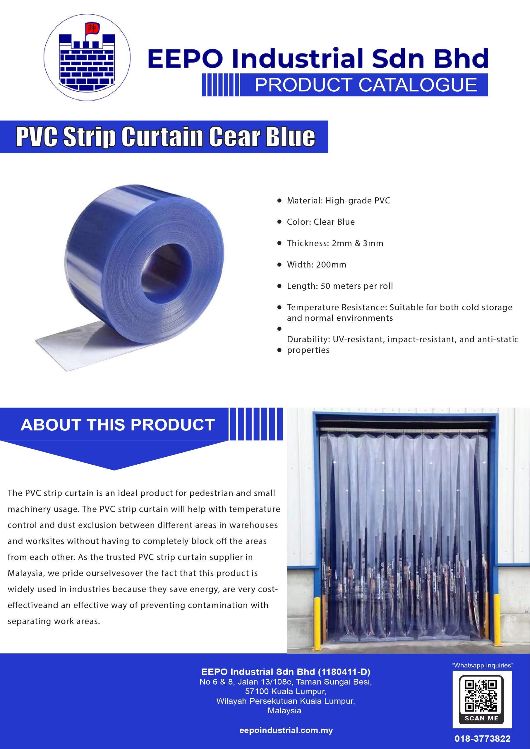 PVC Curtain Clear Blue