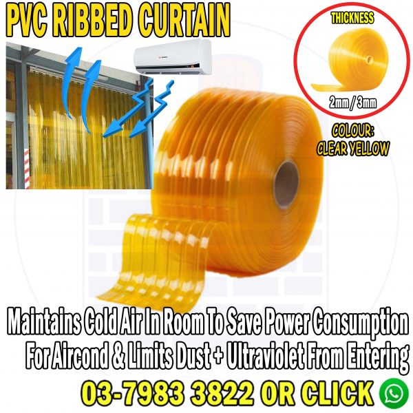 Ribbed PVC Curtain Roll (CLEAR YELLOW)
