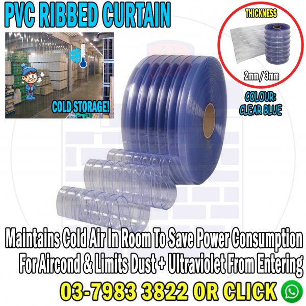 Ribbed PVC Curtain Roll (CLEAR BLUE)