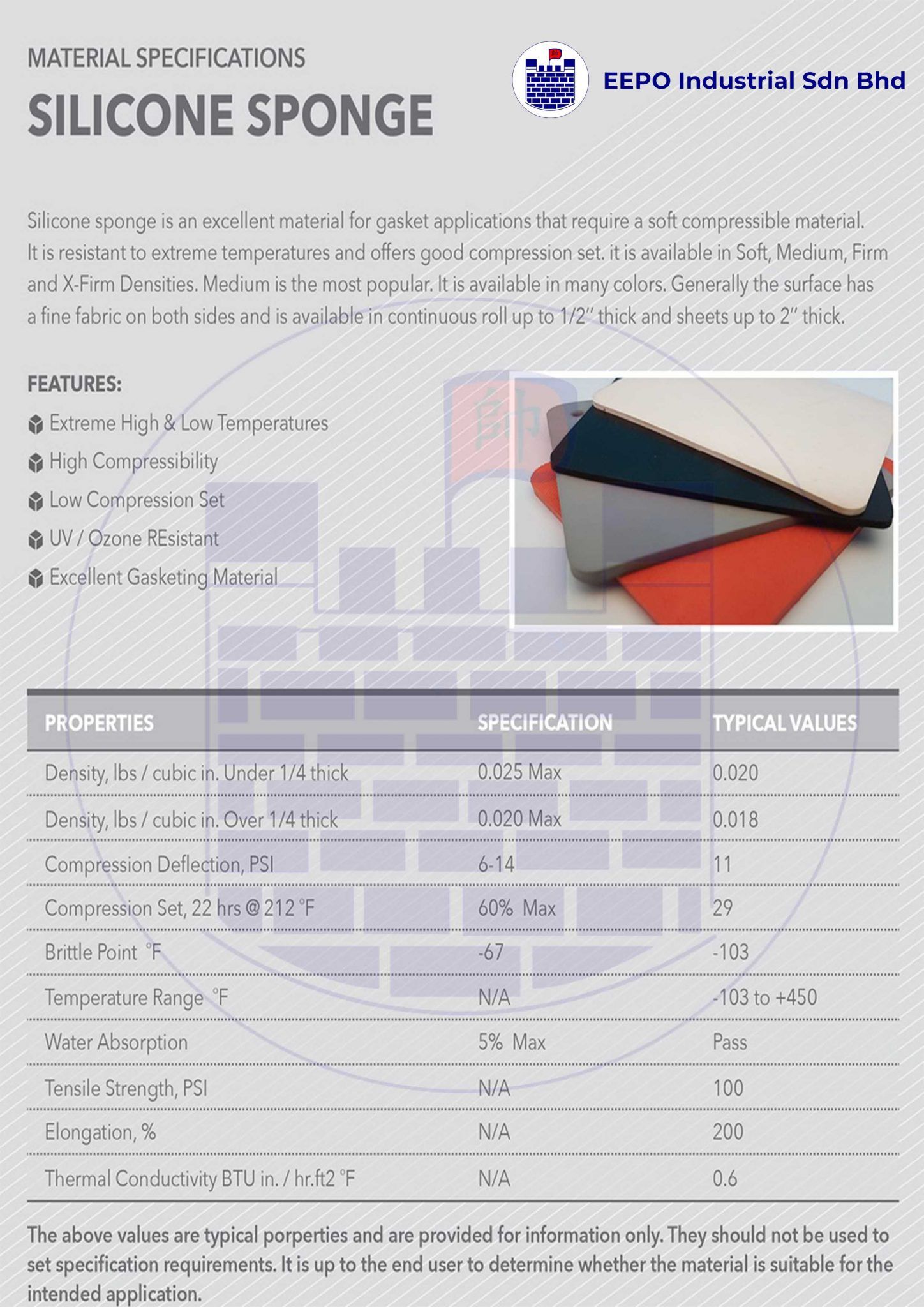 Silicone Rubber Sponge Products EEPO Industrial Sdn Bhd