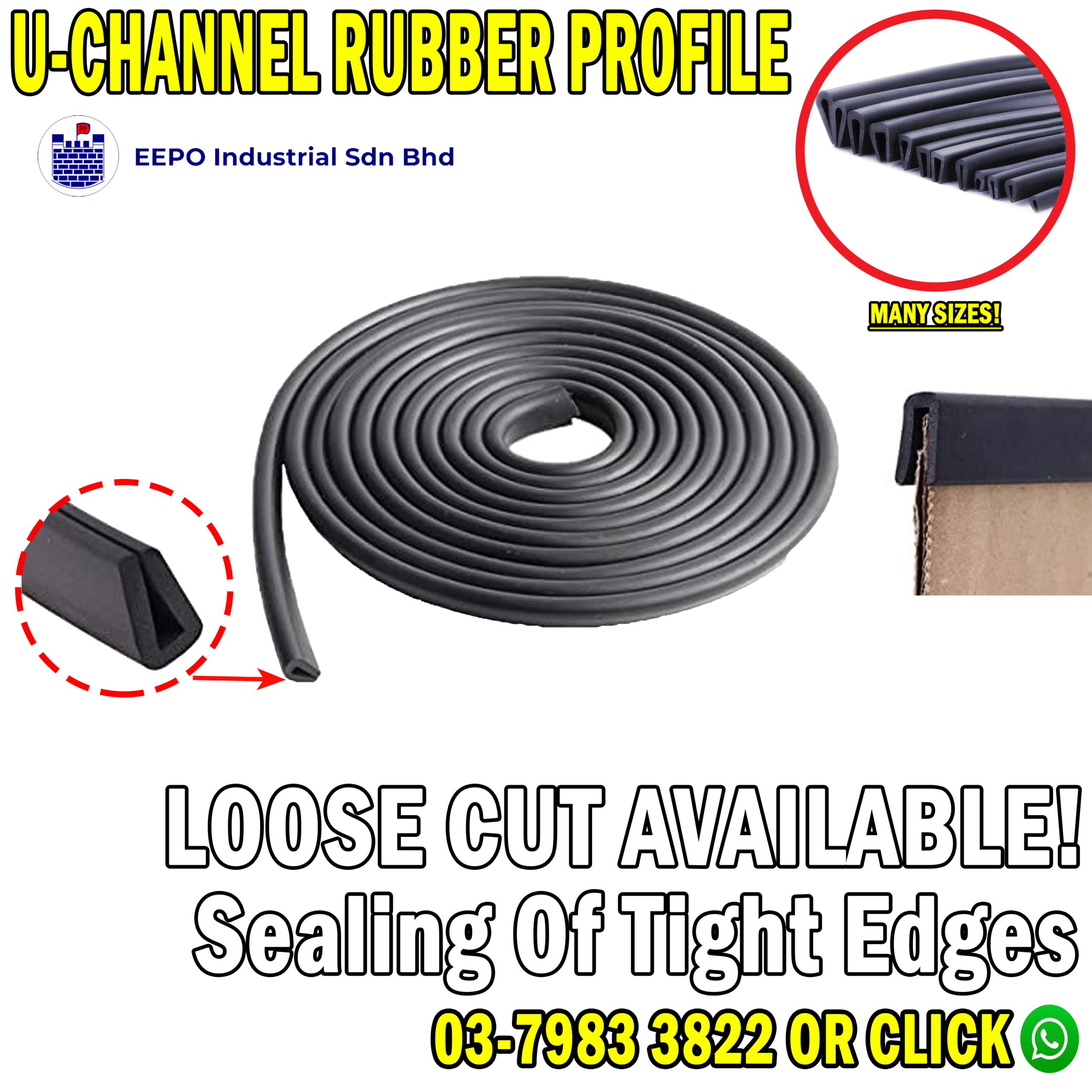 Uchannel eepo reuse U-Channel Profile Rubber Strip