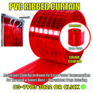 Ribbed PVC Curtain Roll (Clear Red)
